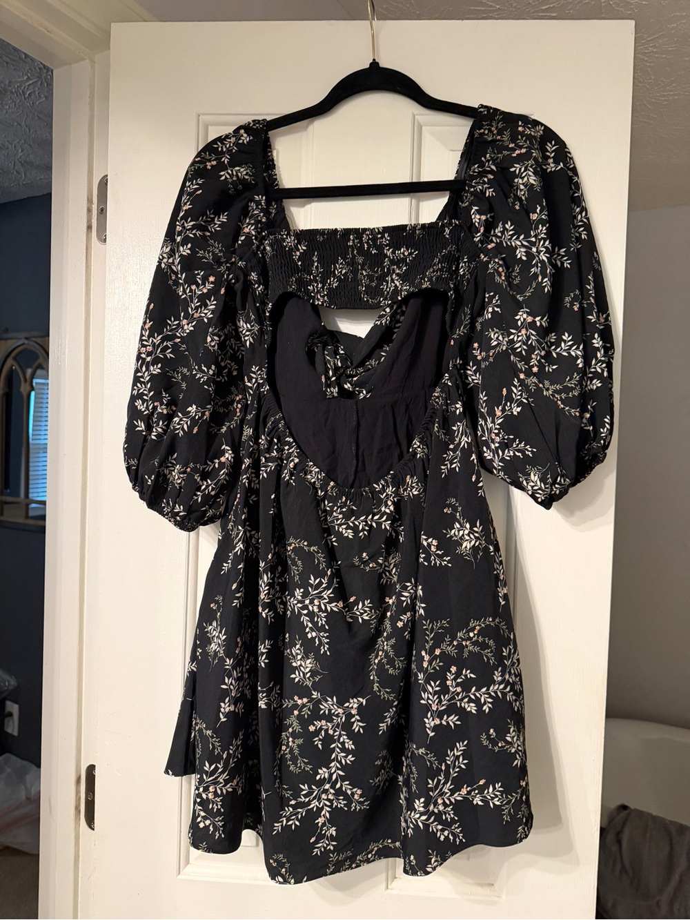 Mustard Seed Black Floral Tie-Front Mini Dress - Picture 7 of 10